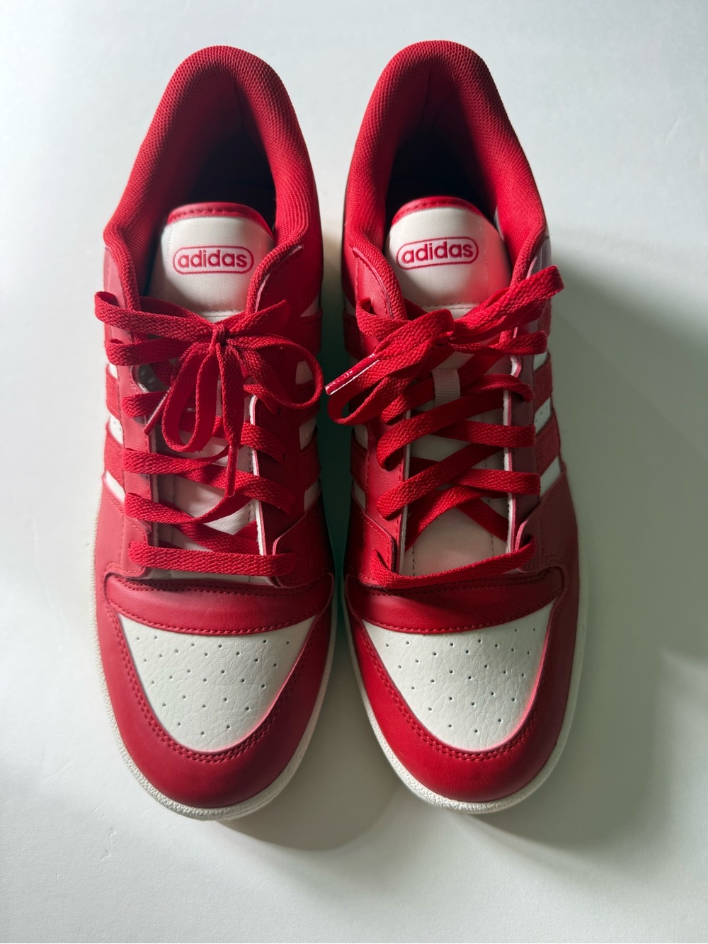 Adidas Men’s Red and White Low-Top Sneakers -Size 12 - Picture 2 of 4